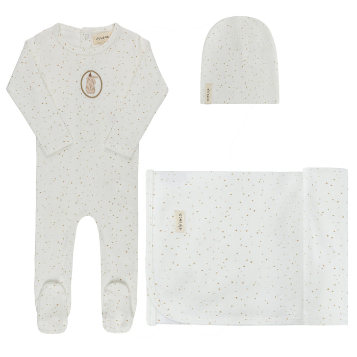 Baby Boy Layette Set – Ivory Tan – Speckled Bunny