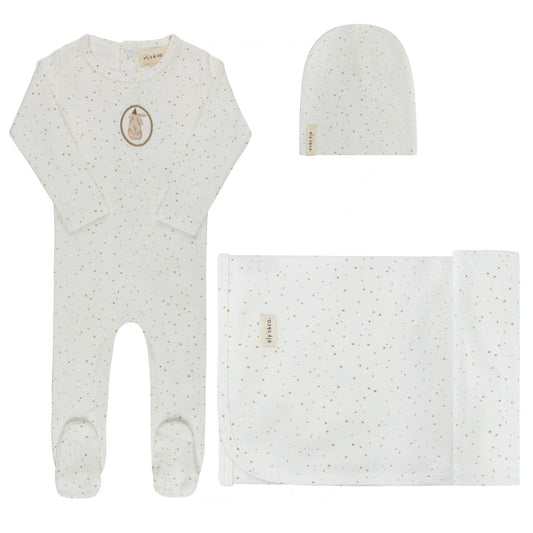 Baby Boy Layette Set – Ivory Tan – Speckled Bunny