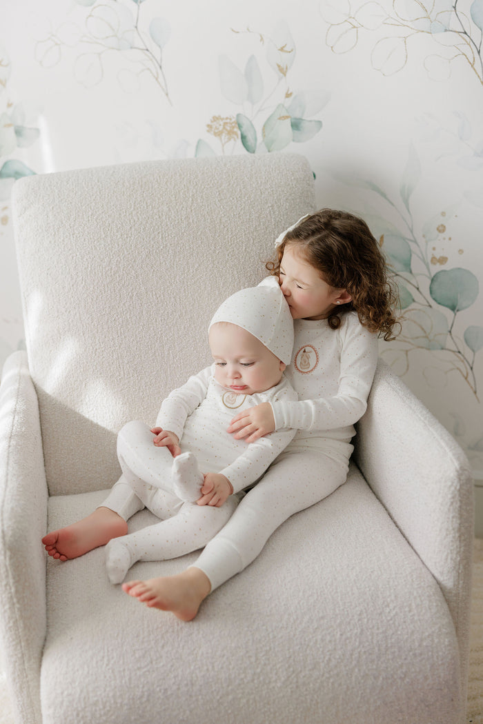 Baby Boy Layette Set – Ivory Tan – Speckled Bunny