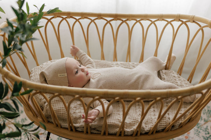 Baby Boy Layette Set – Tan – Speckled Bunny