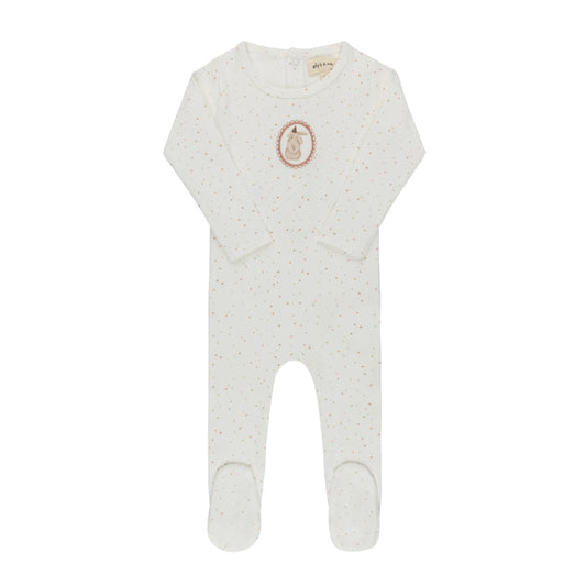 Baby Girl Footie – Ivory Pink – Speckled Bunny