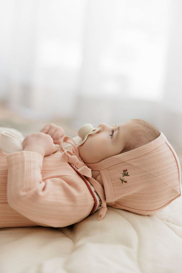 Baby Girl Footie – Pink – Embroidered Collar