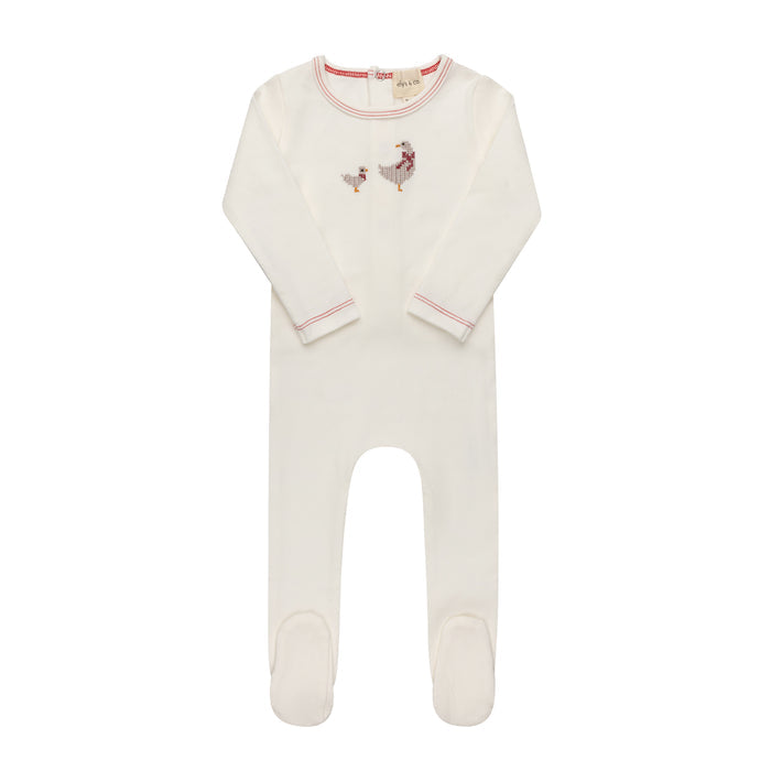 Baby Girl Layette Set – Ivory Pink – Cross Stitch Duckling