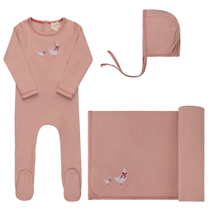 Baby Girl Layette Set – Pink – Cross Stitch Duckling