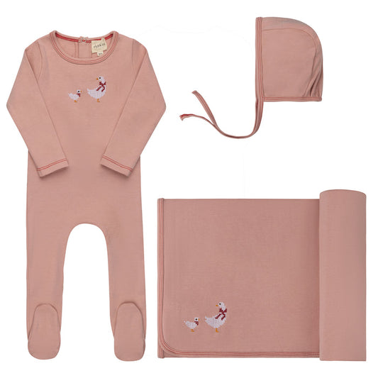 Baby Girl Layette Set – Pink – Cross Stitch Duckling