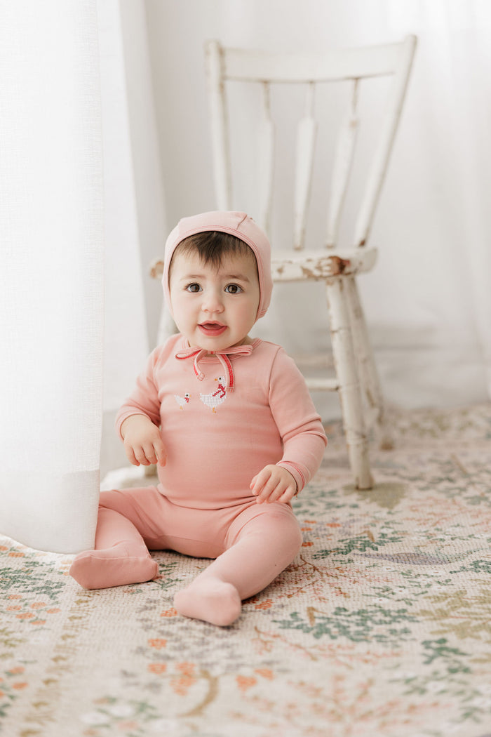 Baby Girl Layette Set – Pink – Cross Stitch Duckling
