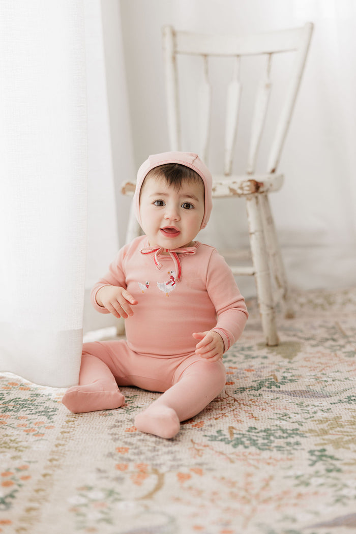 Baby Girl Layette Set – Pink – Cross Stitch Duckling