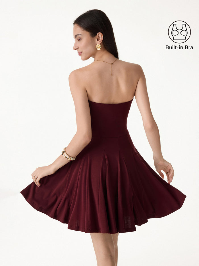 OGLmove Bandeau Godet Circle Flare Mini Bra Dress