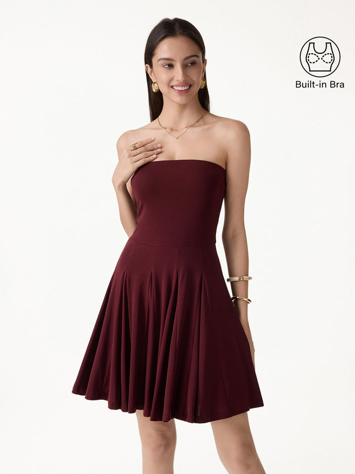OGLmove Bandeau Godet Circle Flare Mini Bra Dress
