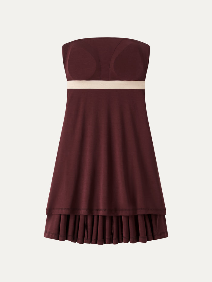 OGLmove Bandeau Godet Circle Flare Mini Bra Dress