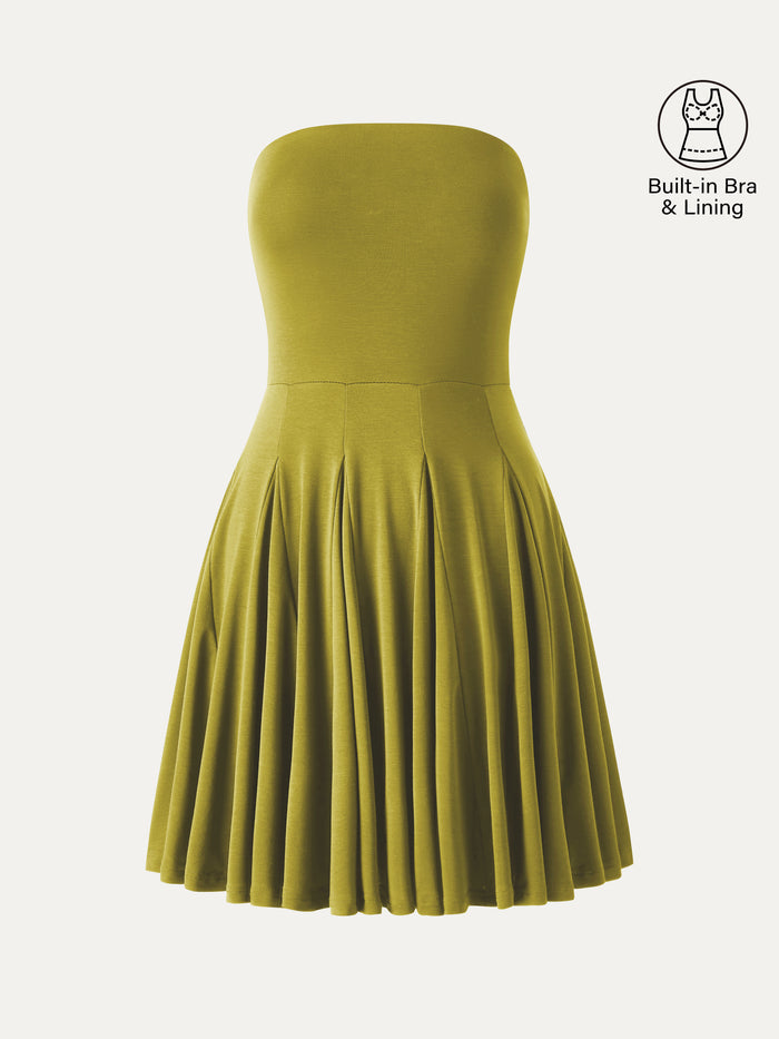OGLmove Bandeau Godet Circle Flare Mini Bra Dress