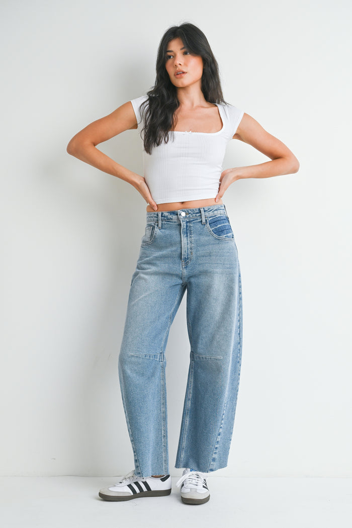 Barrel Jean w/ Seams - Light Wash - BP473J