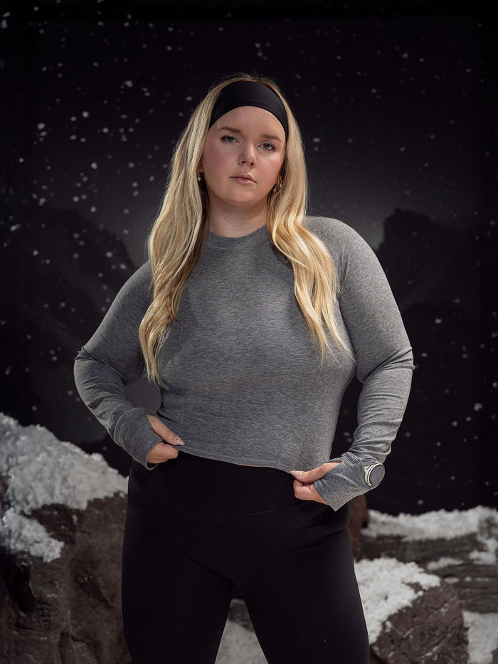 Base Layer Long Sleeve Waist Top - Heather Grey