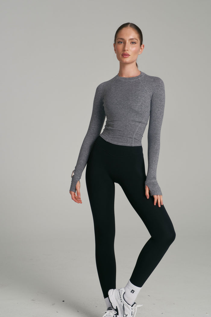 Base Layer Long Sleeve Waist Top - Heather Grey