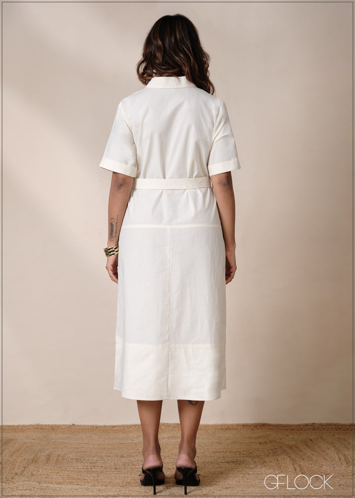 Belt Detail Shirt Dress - 220826