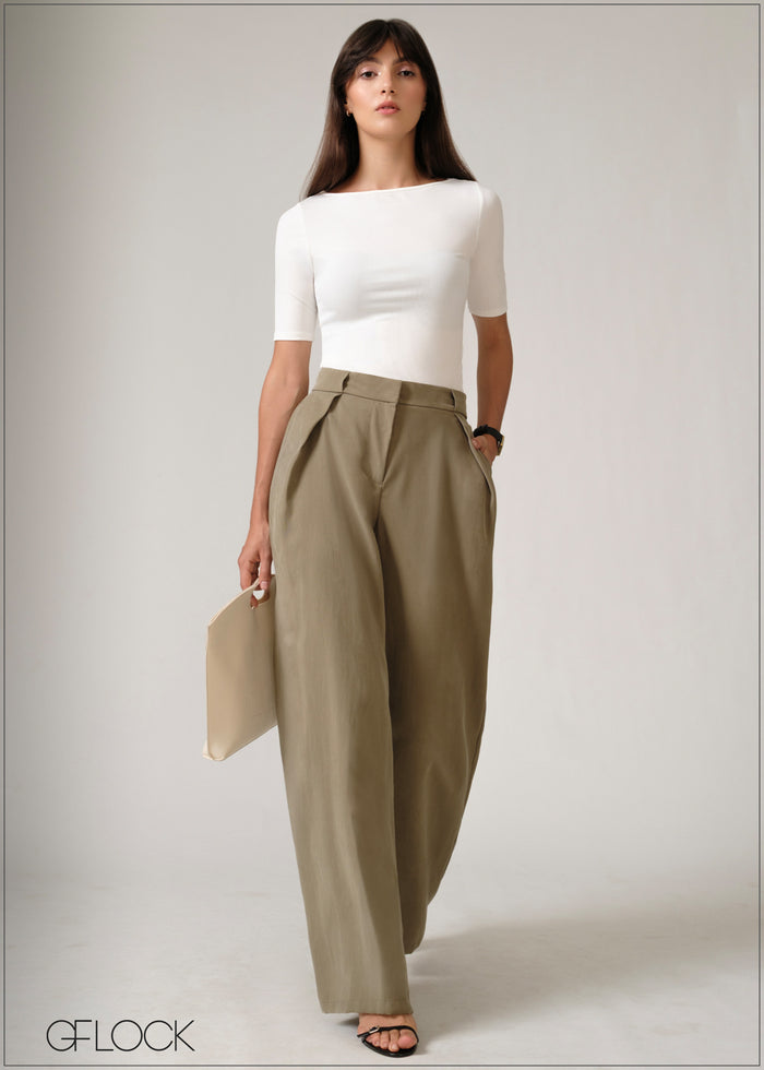 Belt Detailed Flare Pant - 250526