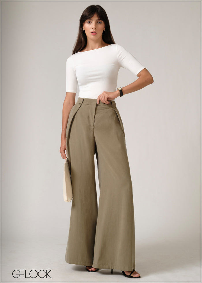Belt Detailed Flare Pant - 250526