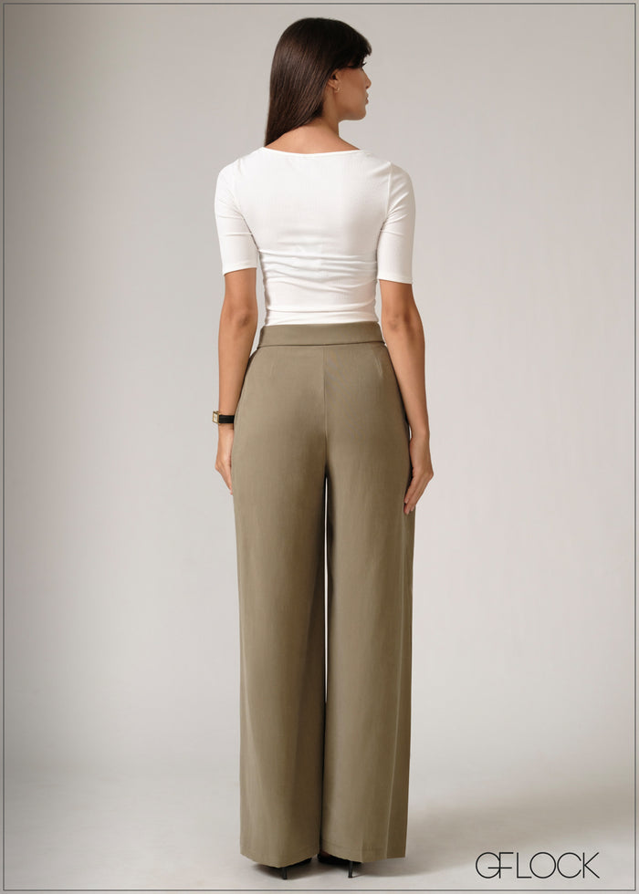 Belt Detailed Flare Pant - 250526