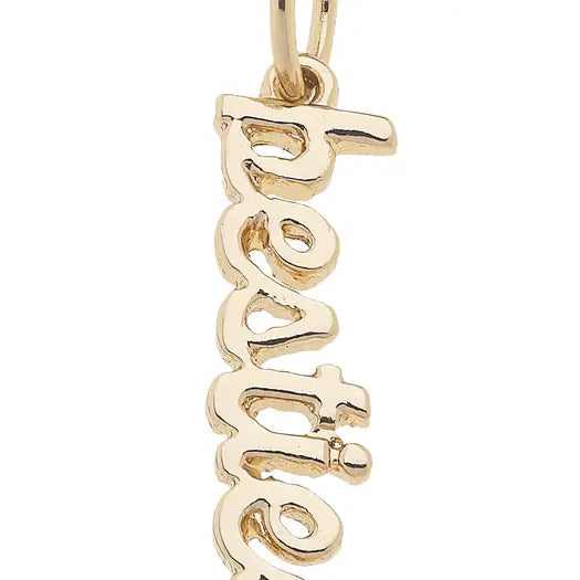 Besties Cursive Script Charm In Shiny Gold