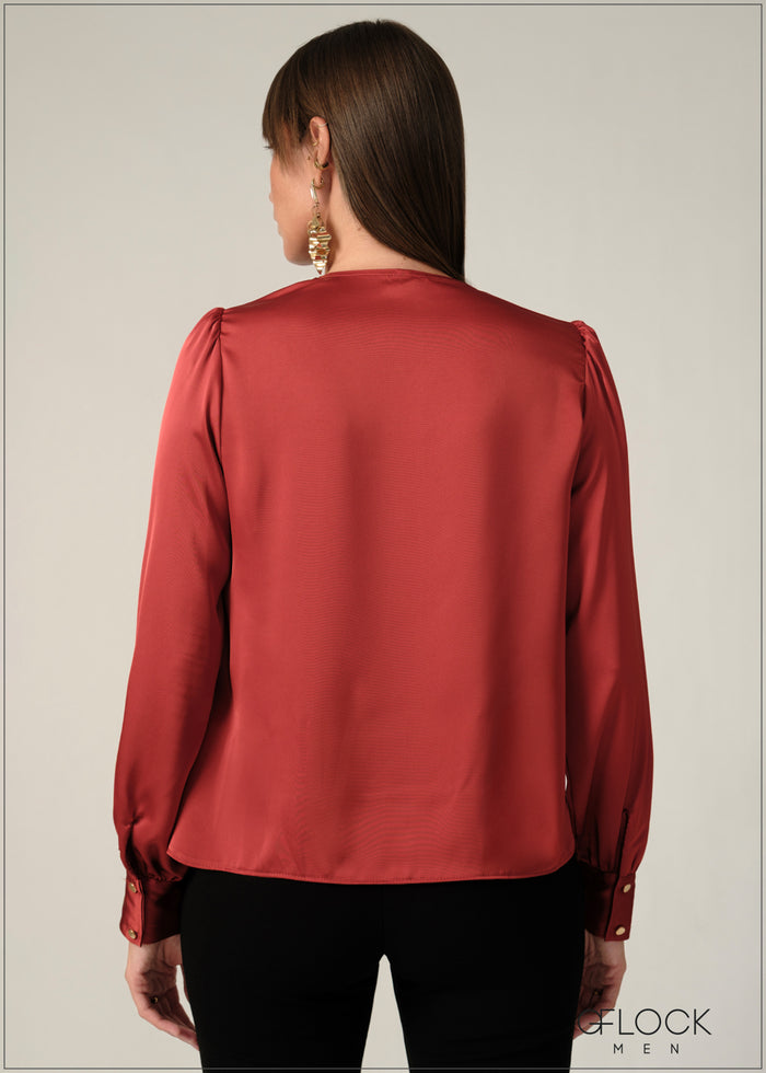 Bishop Sleeved Cowl Neck Top - 090326