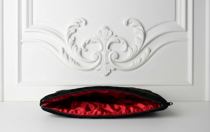 Black Damask Victorian Baroque Makeup Pouch