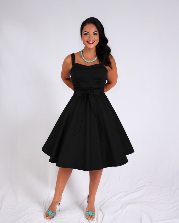 Black Sweetheart Cocktail Strap Dress w/Pockets XS-3XL