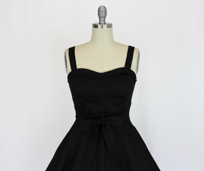 Black Sweetheart Cocktail Strap Dress w/Pockets XS-3XL