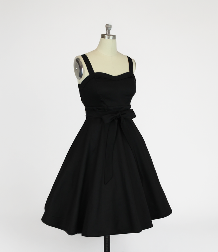 Black Sweetheart Cocktail Strap Dress w/Pockets XS-3XL