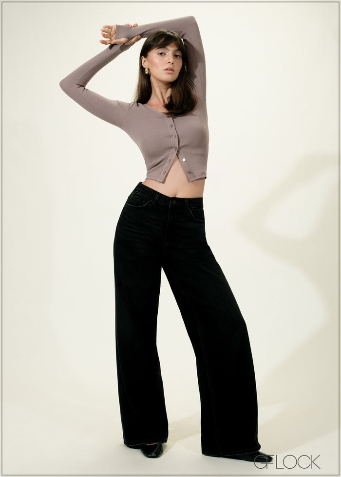 Black Wide Leg Jean - Long Length - 030626