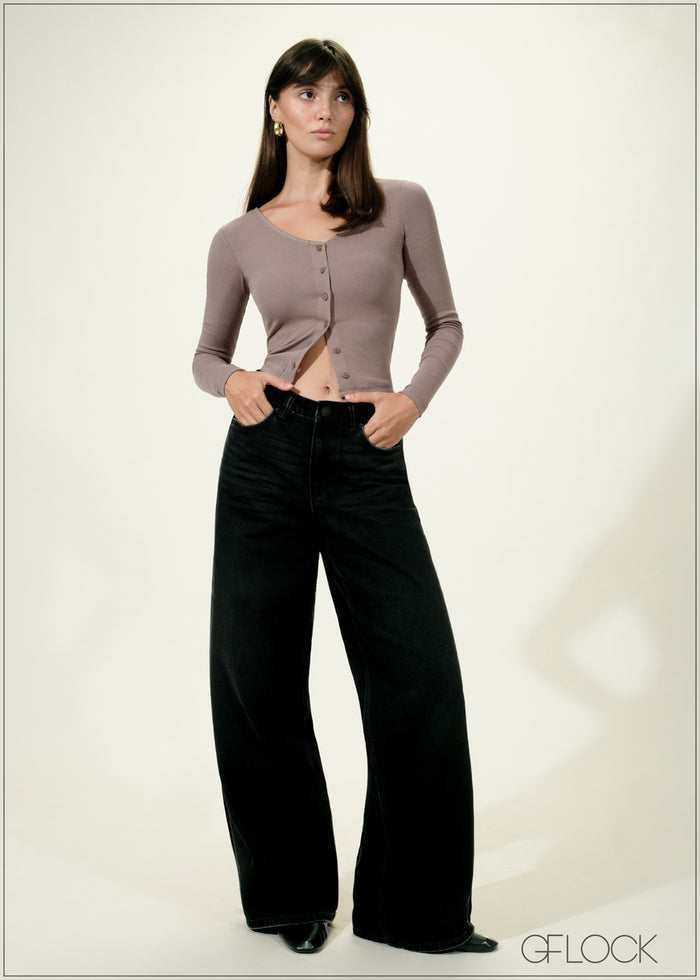Black Wide Leg Jean - Long Length - 030626
