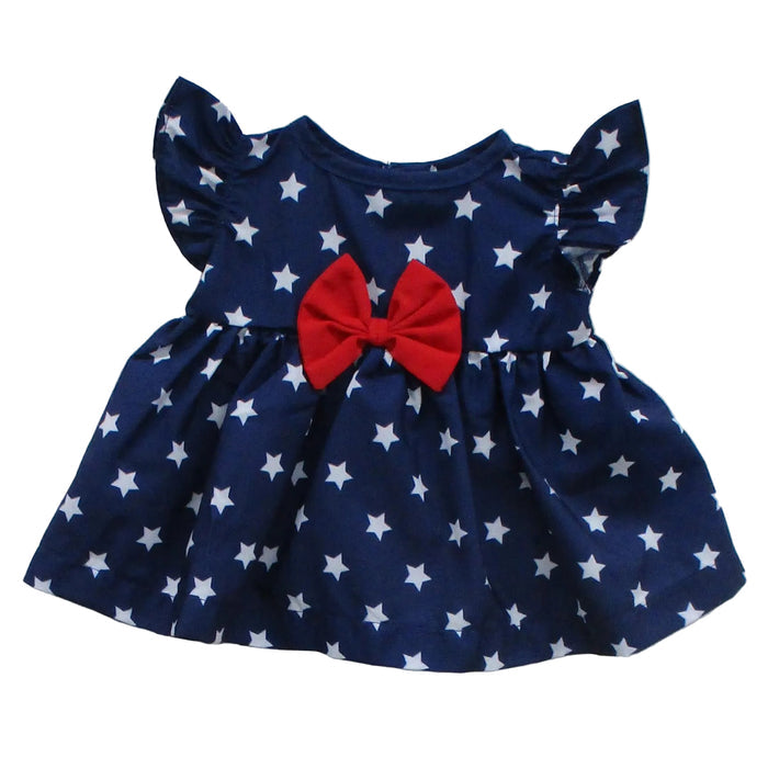 BLC C Dress Blue & White Stars w/Red Bow Fits 20"