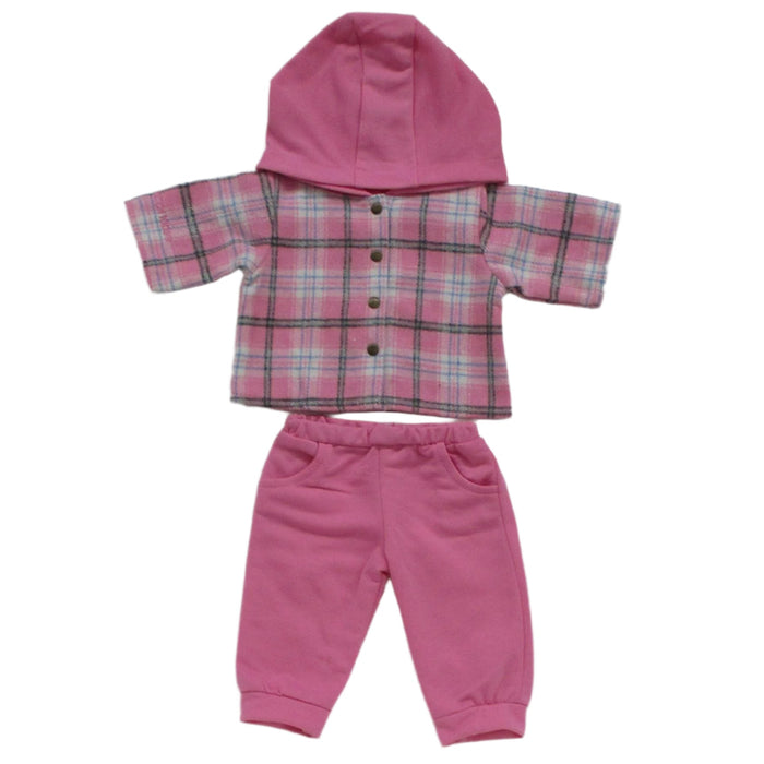 BLC C Outfit 2pc Plaid Hoodie/Pants Pink Fits 20"