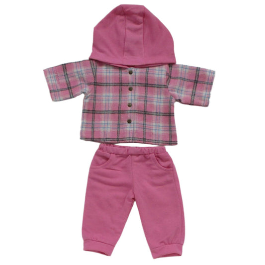 BLC C Outfit 2pc Plaid Hoodie/Pants Pink Fits 20"