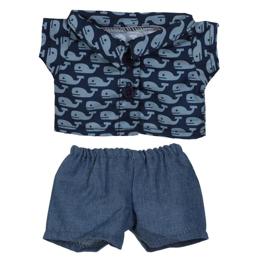 BLC C Outfit 2pc Whales 'n Denim Shorts fits 20"