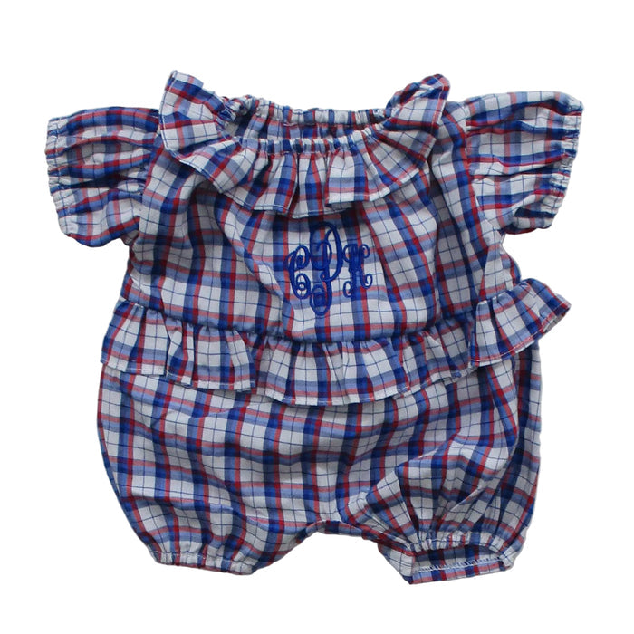 BLC C Romper Plaid Red/Blue Fits 20" & Newborn