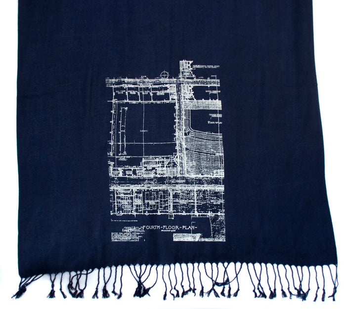 Detroit architecture blueprint scarf