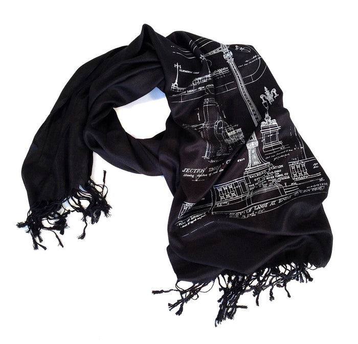 Detroit Train Station Blueprint Scarf