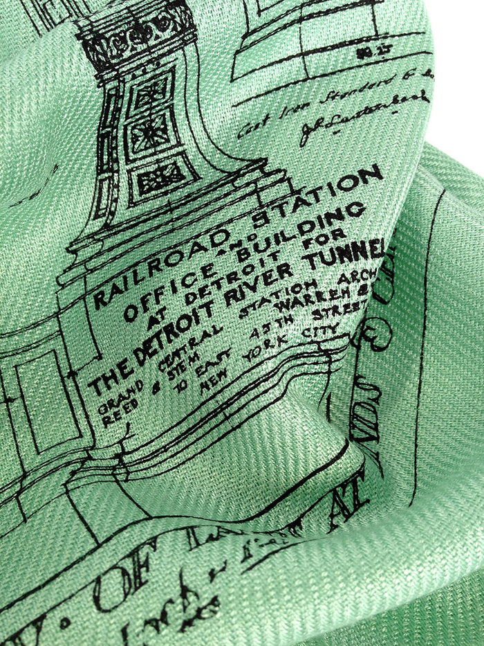 Mint Green Michigan Central Station Scarf