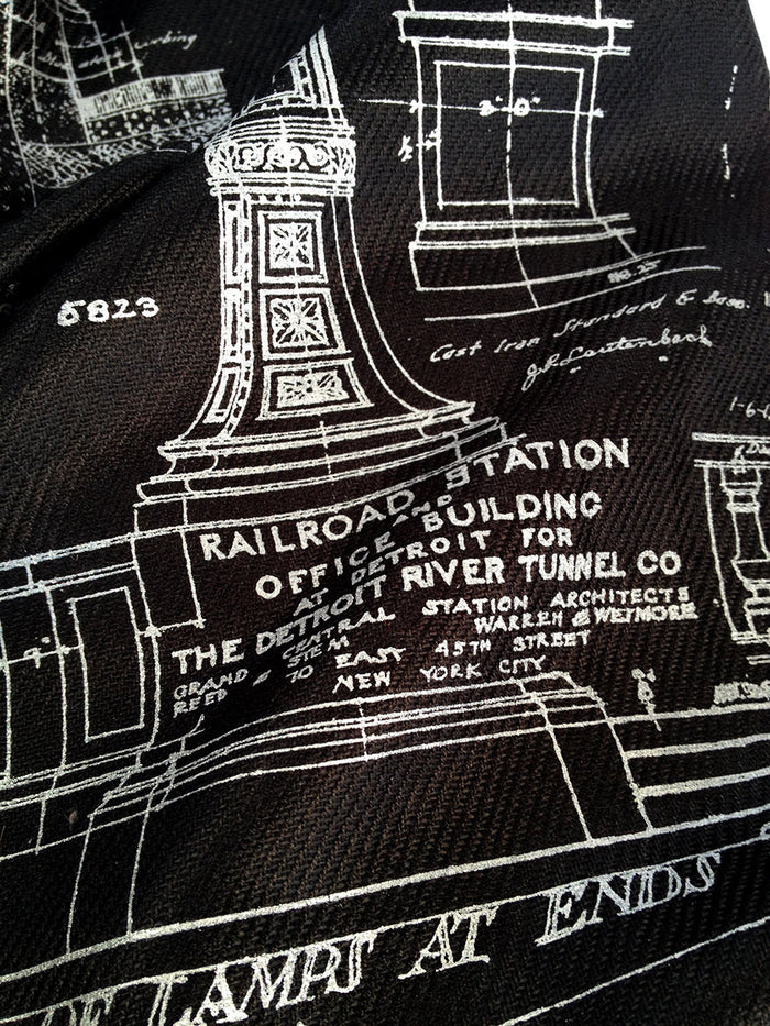 Michigan Central Station Blueprint Scarf