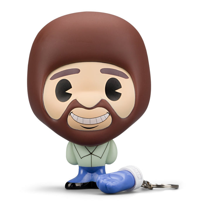 Kidrobot Bob Ross BHUNNY 4-inch vinyl figure, featuring a stylized design inspired by the artist, posed against a plain background.