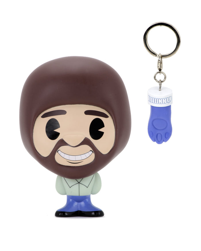 Kidrobot Bob Ross BHUNNY 4-inch vinyl figure showcasing the iconic artist's design with detailed paint features.