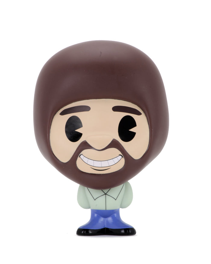 Kidrobot Bob Ross BHUNNY 4-inch vinyl figure, featuring Bob Ross's signature style and details, standing with a cheerful expression.