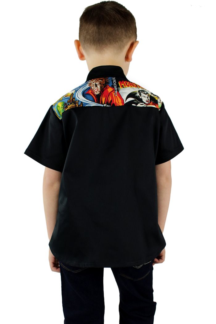 Boy wearing top with jeans, Pictured from the back
