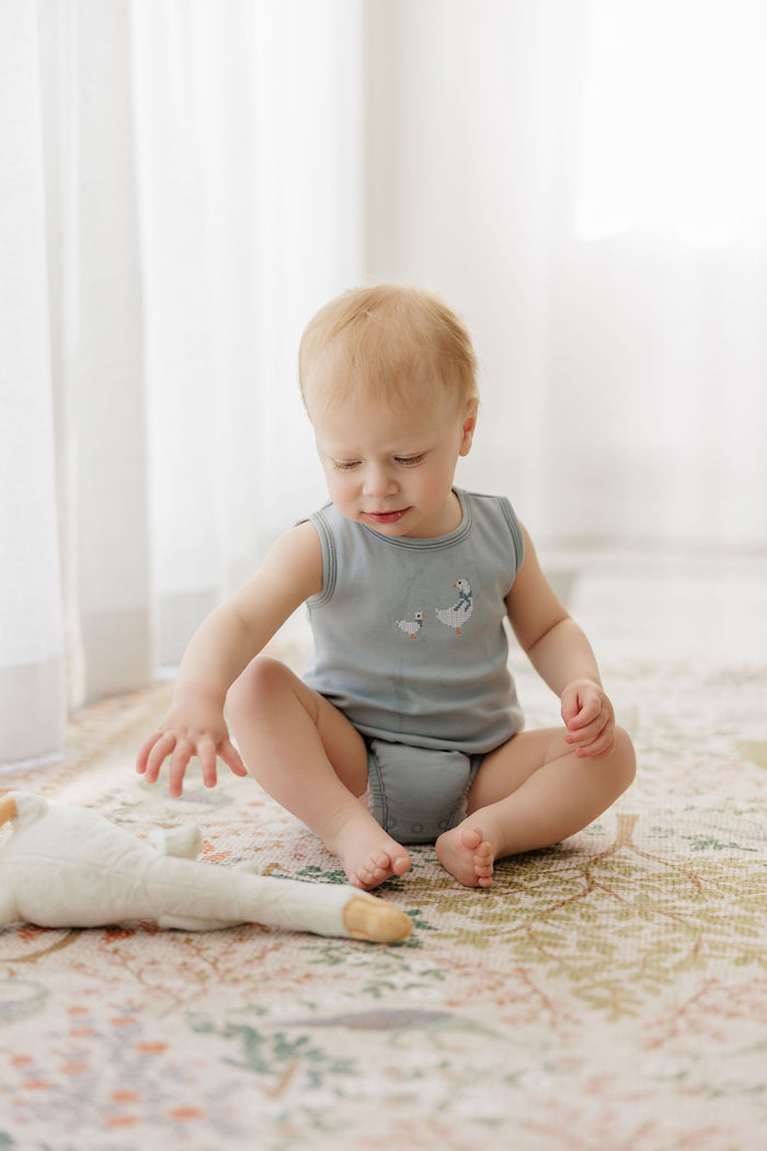 Boys Romper – Blue – Cross Stitch Duckling