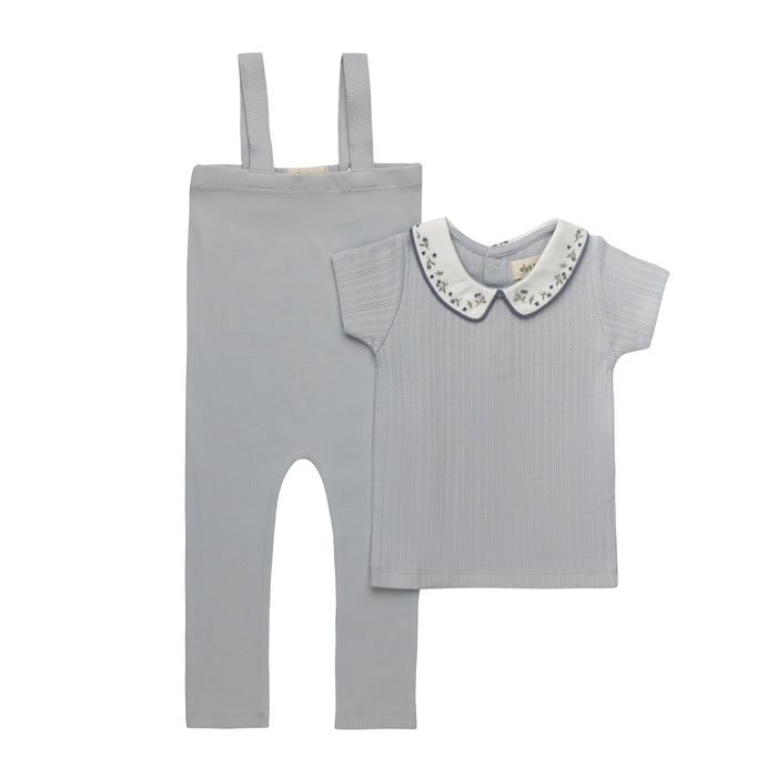 Boys T-shirt and Overalls – Blue – Embroidered Collar