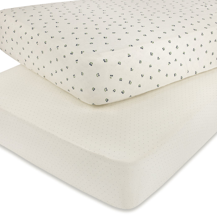 Breathable Blue Cherry Nursery Sheets