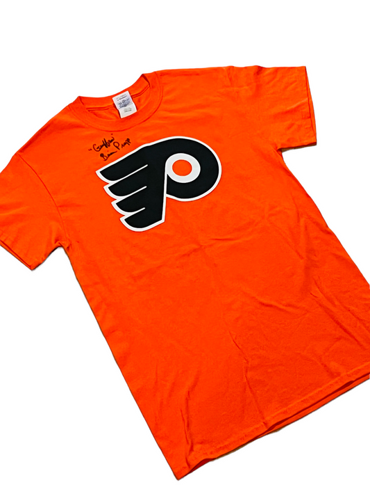 BRIAN PROPP PHILADELPHIA FLYERS SIGNED GUFFAW T-SHIRT ADULT SMALL