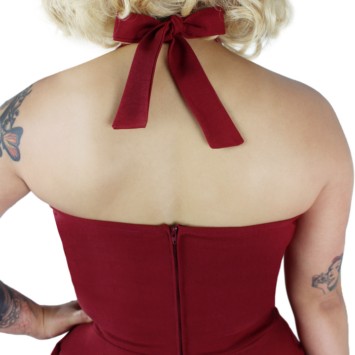 Model wearing dress, Close up of the upper back