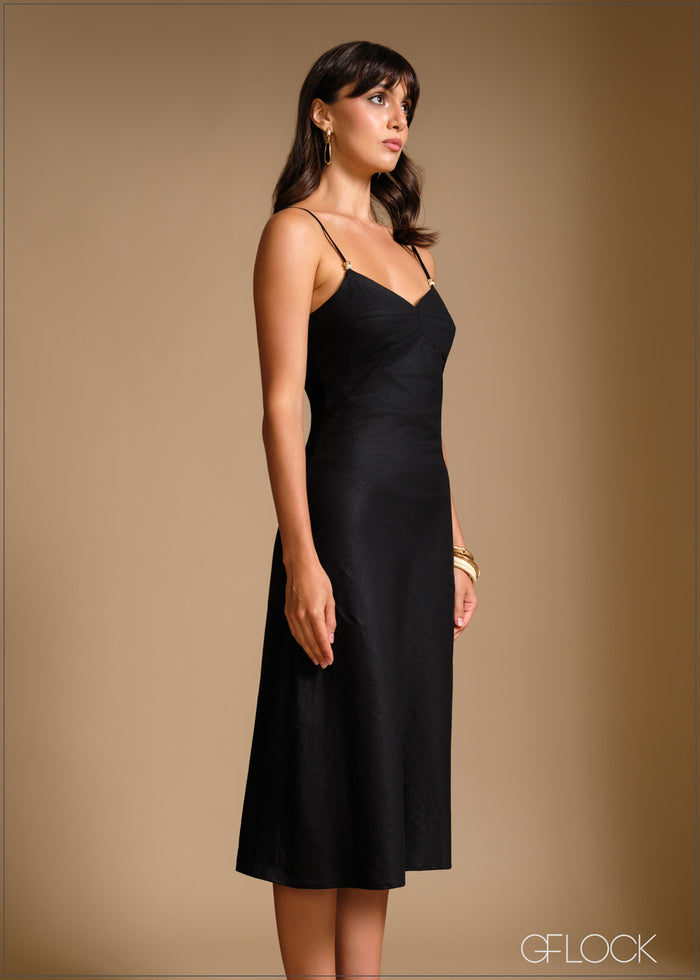 Bustier Detail Midi Dress - 240426