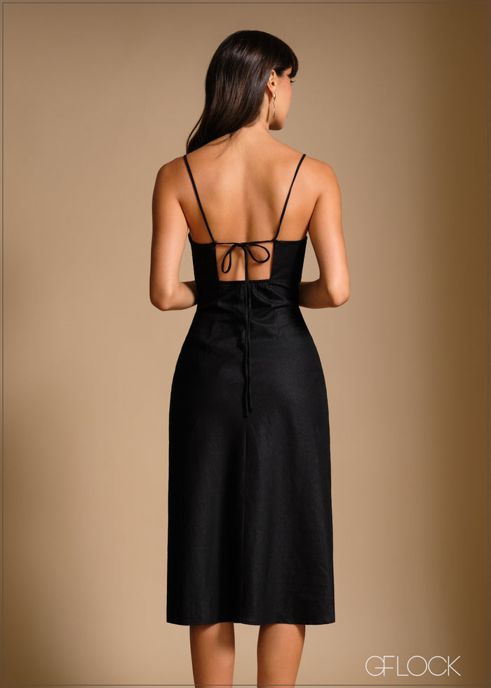 Bustier Detail Midi Dress - 240426